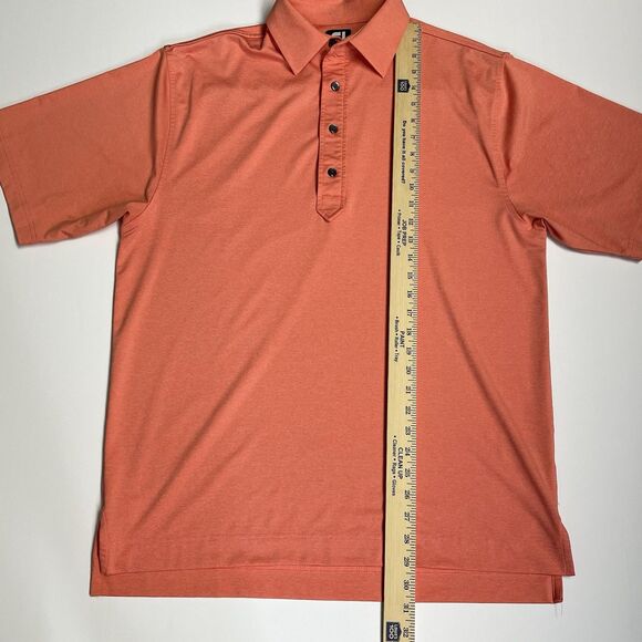 FootJoy Polo Golf Shirt Solid Coral Short Sleeve Stretch Men’s Size Medium - Picture 12 of 16